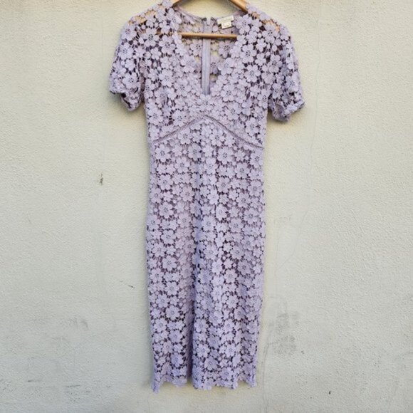 Shoshanna Lavender Crochet Lace Sheath Dress - Picture 3 of 8